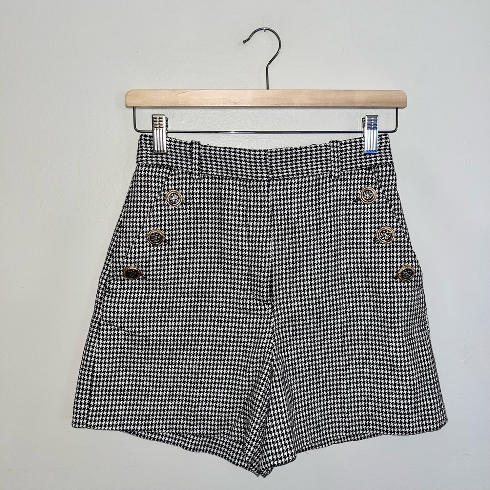 Zara Black and White High Waist Women Shorts